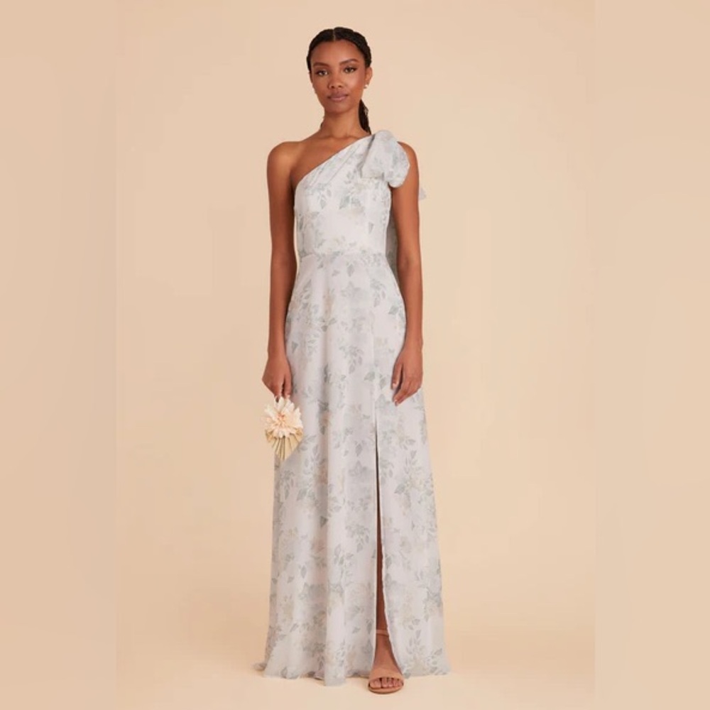 Birdy Grey Melissa Chiffon One-Shoulder Sage Spring Garden Dress